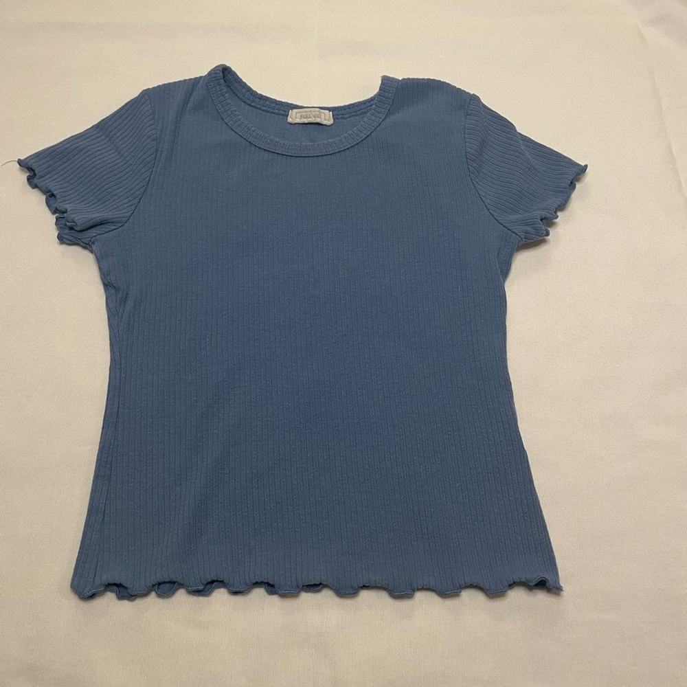 Blue Ribbed Kids Top